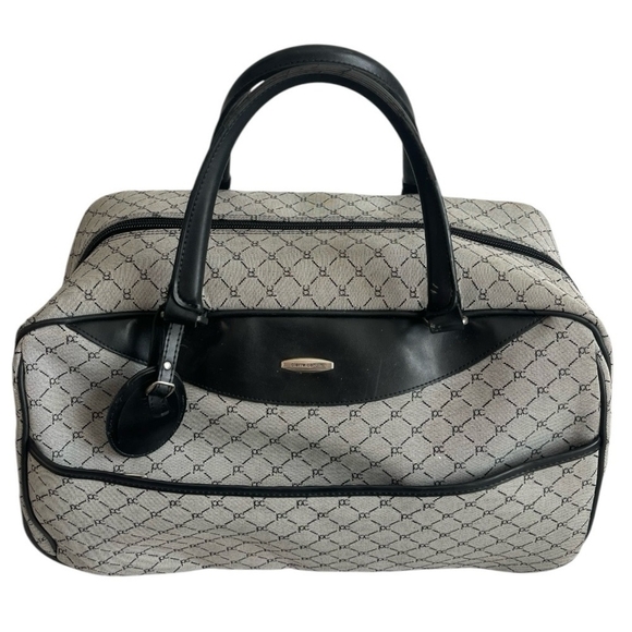 Pierre Cardin Logo Wheeled Duffel Bag Grey Black Rolling Carry-on Luggage Bag - Picture 2 of 11
